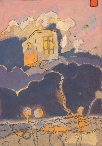 Boîte volante I - 13x18 - tempera